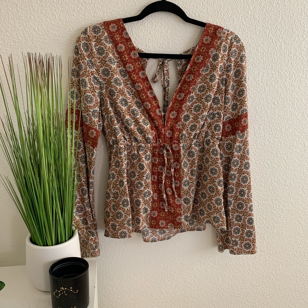 Bohemian flare sleeve blouse